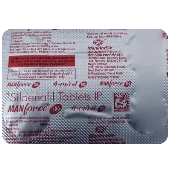 manforce 100mg tablet 4's